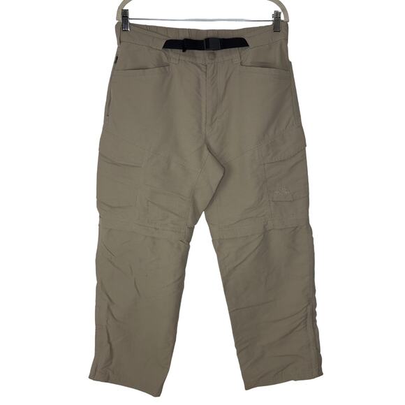 The North Face Men Medium Pants Cargo Khaki Tan Convertible Hiking Nylon Utility - Picture 1 of 12